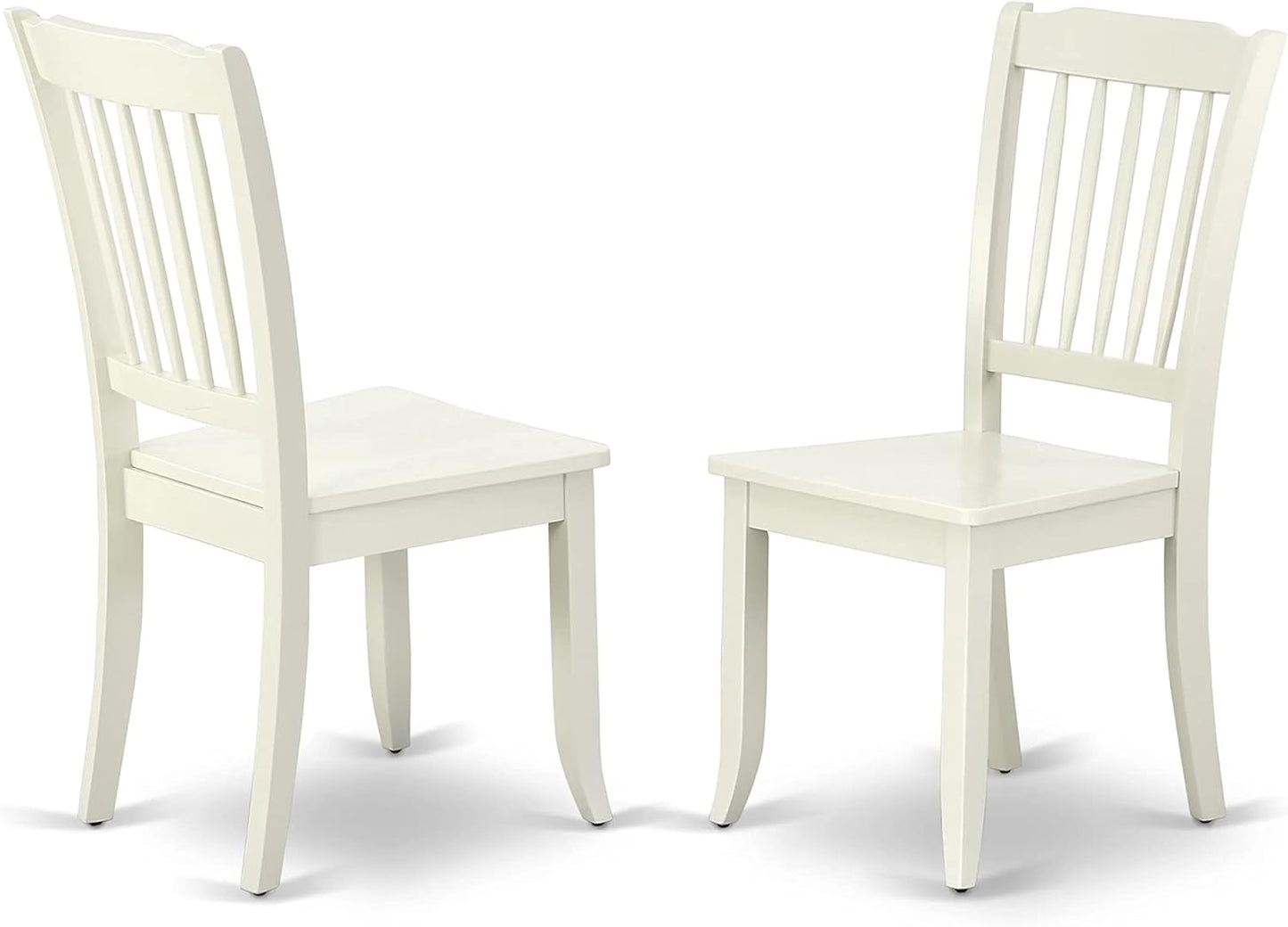 East West Furniture SUDA5-LWH-W 5 Piece Dining Room Furniture Set Includes a Round Kitchen Table with Dropleaf & Shelves and 4 Dining Chairs, 42x42 Inch, Linen White