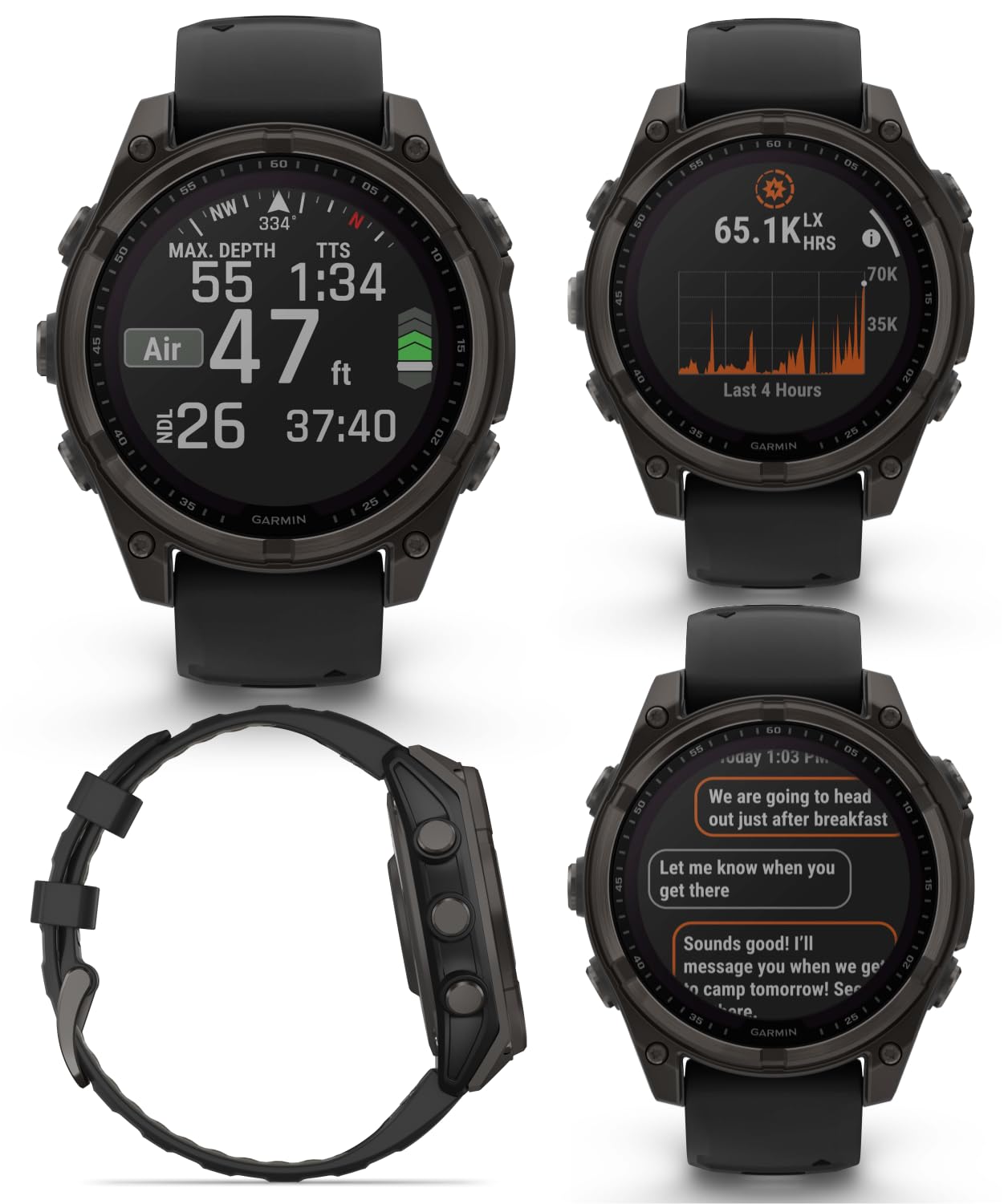 Wearable4U Garmin Fenix 8 - 47 Mm, Multisport Gps Smartwatch, Solar, Sapphire, Carbon Gray Dlc Titanium With Black/Pebble Gray S