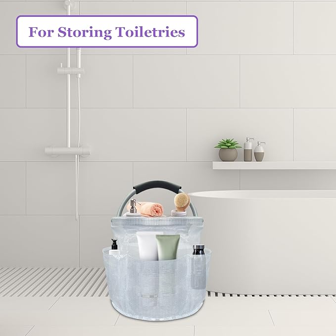 2Pack Portable Cleaning Caddy for Cleaning Supplies, 17L Household Tool Bucket Organizer for Men, Large Cleaning Basket in PVC Resin for Family, Garden, Transparent + Green