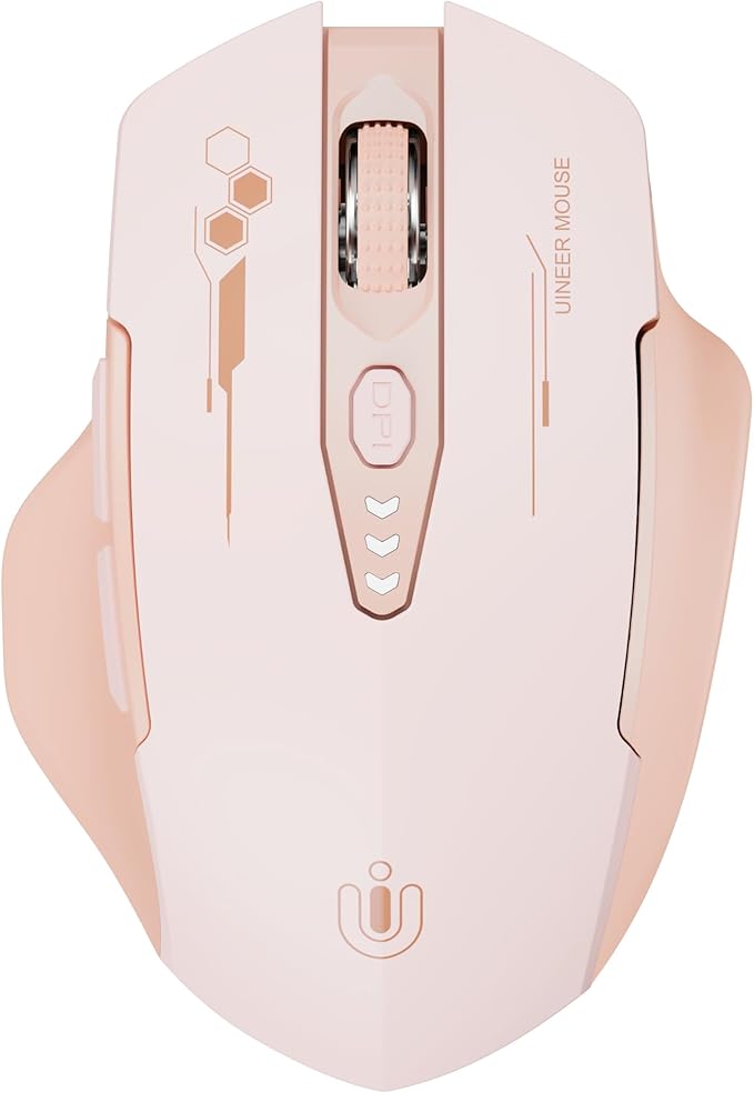 Wireless Bluetooth Mouse,[Upgraded] Rechargeable Computer Mice (BT 5.0/4.0+2.4G Hz) with Visible Battery Level, 4 Adiustable DPl, Portable PC Mouse for MacBook Chromebook,Pink