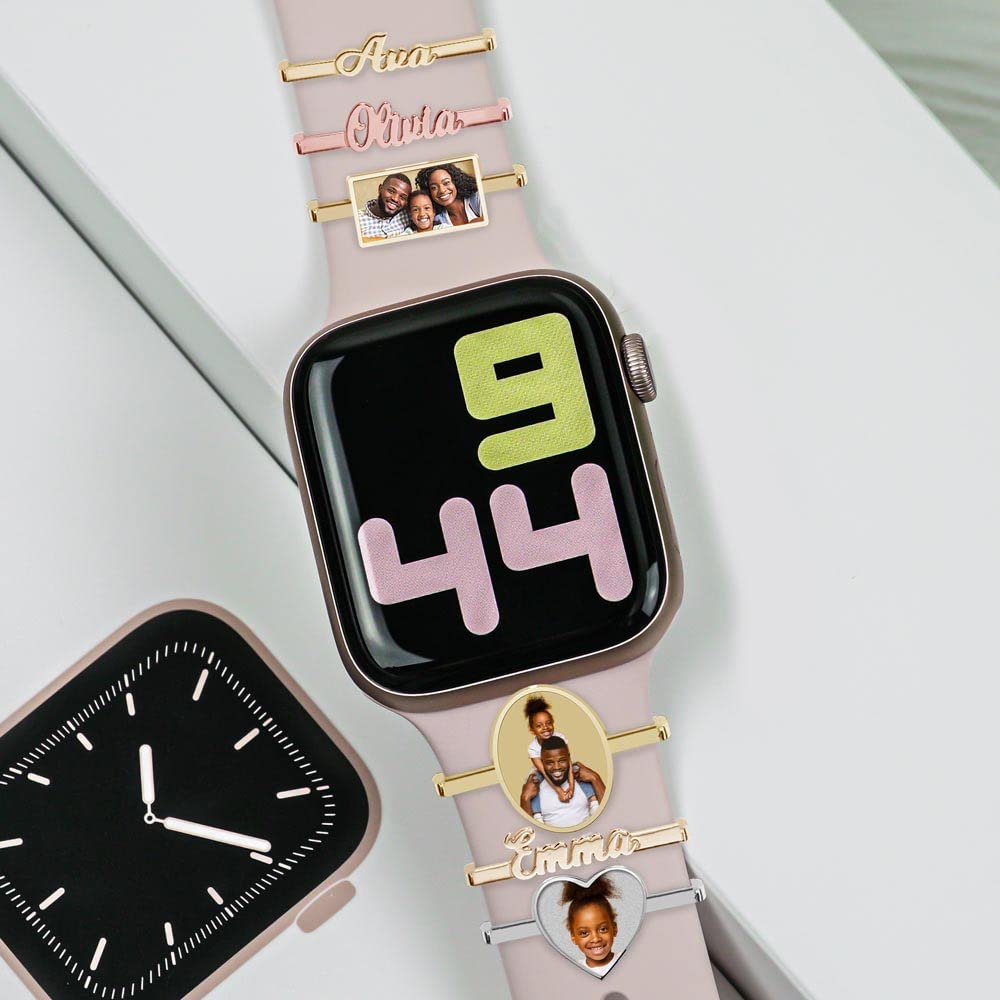 Picturesongold.Com Smart Watch Photo Charm In Yellow Gold Plated Heart Shape