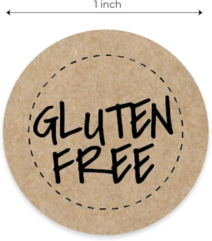 Gluten Free Kraft Stickers / 500 Brown Kraft Circle Labels Per Roll / 1" Round Food Labels Labels/Food Allergy Sticker Seals