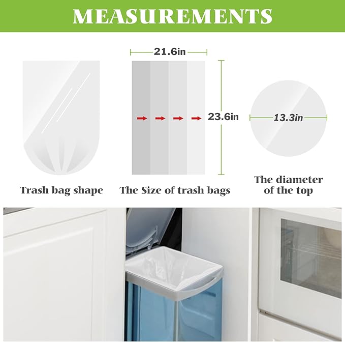 6 Gallon 220 Counts Strong Trash Bags Garbage Bags by Teivio, Bin Liners, for home office kitchen (Clear)