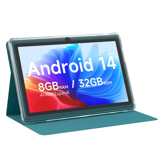 Android 14 Tablet 7 inch Tablets with Case, 8GB RAM 32GB ROM 1TB Expand, Quad-Core Processor Tablet PC, 1024 x 600 IPS Screen, D