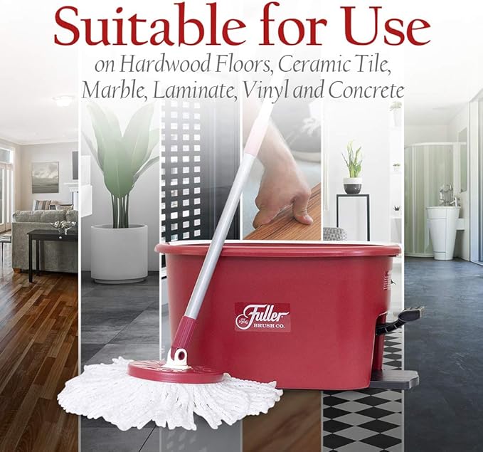 Ruby Red Spin Mop with 1 Extra Mop Head