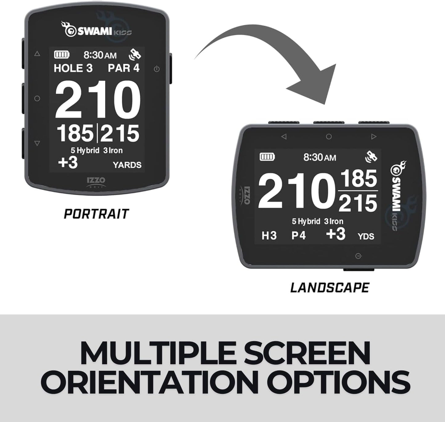 Swami KISS 2.0 Handheld Golf GPS Ragnefinder with Integrated Magnets - Grey