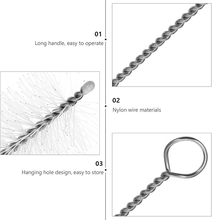 16pcs Straw Cleaning Tool with Long Nylon Bristle Brushes for Drinking Straws Tubes Bottles and Narrow Pipes Wire Hanging for Easy Storage