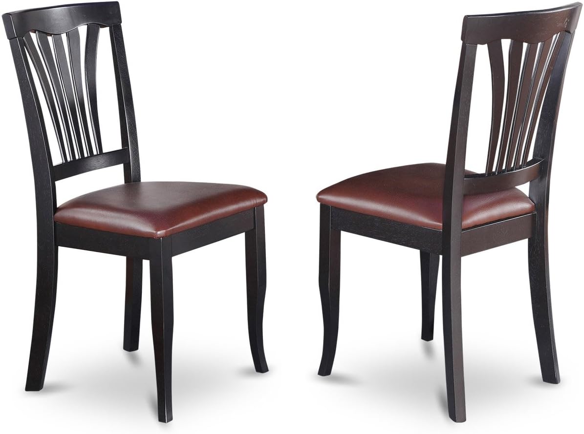 East West Furniture PLAV5-BCH-LC 5 Piece Kitchen Table & Chairs Set Includes an Oval Dining Table with Butterfly Leaf and 4 Faux Leather Dining Room Chairs, 42x78 Inch, Black & Cherry