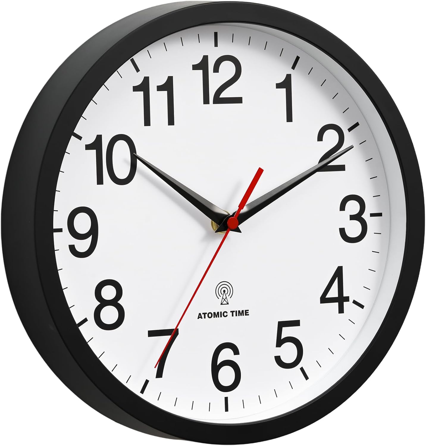 Atomic Wall Clock, Modern 12 Inch Battery Operated Wall Clocks, Analog Clock for Living Room, Office, Home, Bedroom, Kitchen, Bathroom(Black)