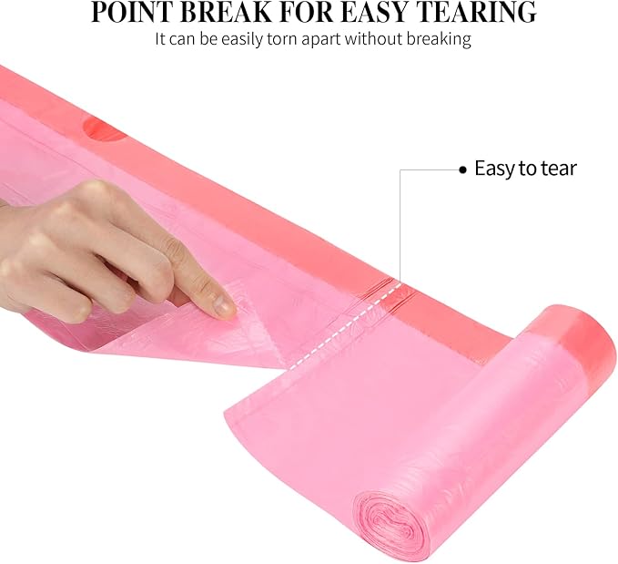 3Rolls Drawstring Small Trash Bags,4 Gallon Thicken Drawstring Small Garbage Bags for Kitchen,Bathroom,Bedroom,Home,Office Trash Cans，60 Counts (Pink)
