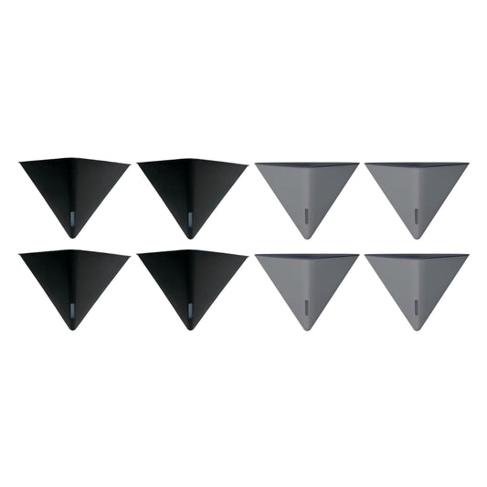 LaLaGreen Bundle - 12" x 4 Pack Black + 12" x 4 Pack Gray Large Self Watering Geometric Hanging Flower Vase Vessel with Metal Hanger, Modern Stylish Wall Mounted Succulent Pot Holder Decor
