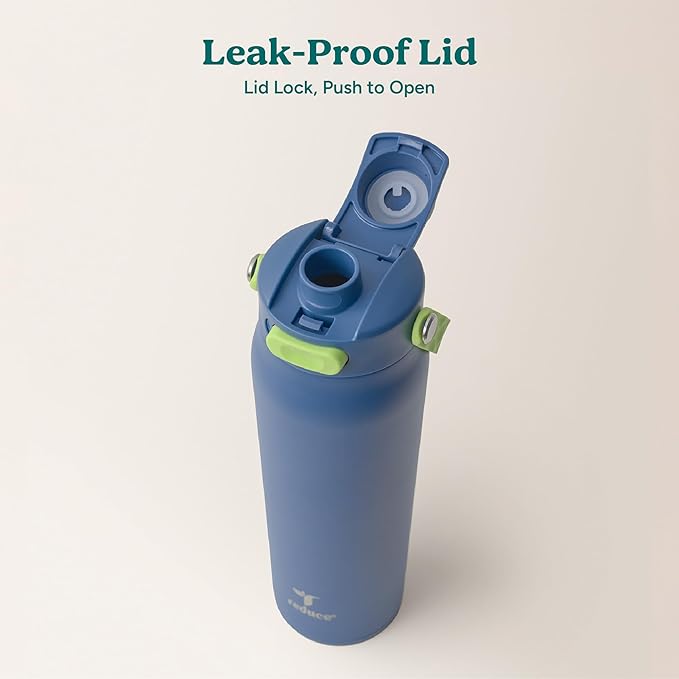 REDUCE Aura Vacuum Insulated 26 oz Water Bottle - Leak-Proof & Chug Spout for Quick Hydration - Keeps Drinks Cold for 30 Hours - Removable Handle for Travel or Gym - Soft Sit Base - Mineral Blue