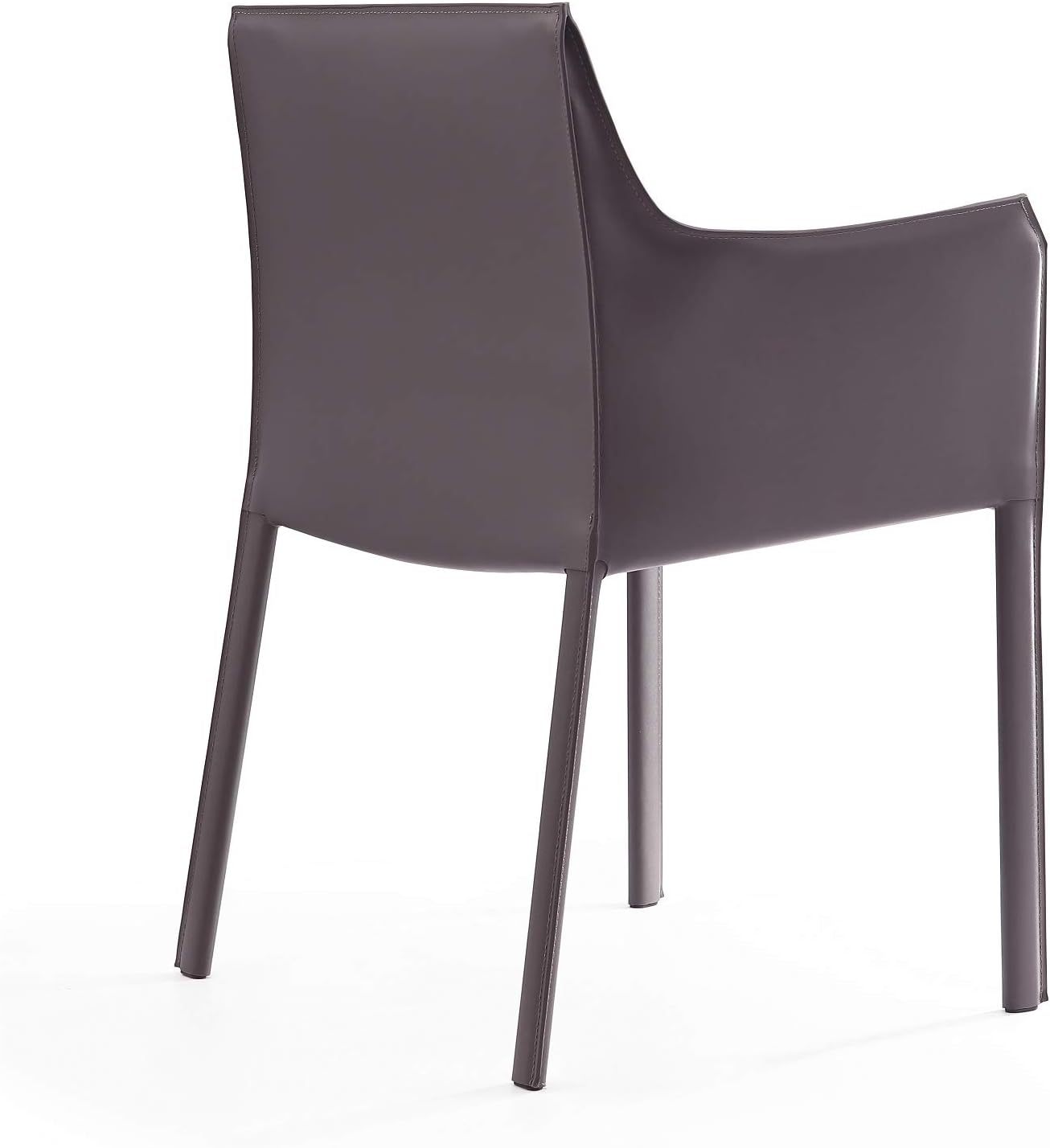 Manhattan Comfort Paris Modern Saddle Leather Dining Chairs, Metal Frame, Comfortable Padded Seat, Fully Assembled Armchair Accent Furniture, Set of 4, Yellow