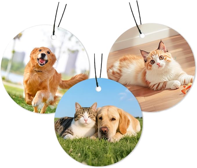 Personalized Double-Sided Custom Car Air Freshener - 100% Natural Material - Various Fragrance Types - Long-lasting Scent - Ideal for Car, Home, and Gifting (Circle)