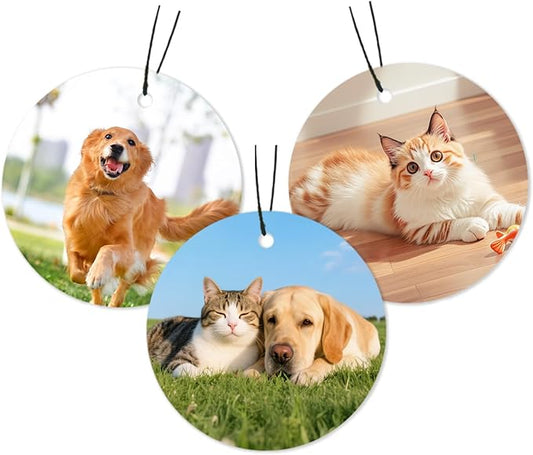 Personalized Double-Sided Custom Car Air Freshener - 100% Natural Material - Various Fragrance Types - Long-lasting Scent - Ideal for Car, Home, and Gifting (Circle)