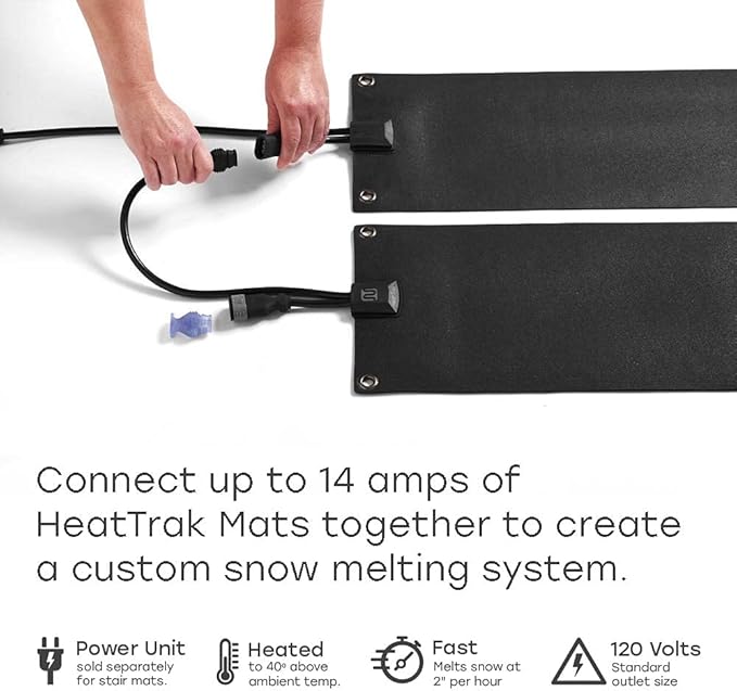 HeatTrak Heated Snow Melting Mats Starter Kit | 1 Walkway Mat, 2 Stair Mats, 1 Power Unit, and 1 Cable Extender | Heated Outdoor Mats for Walkway and Stairs