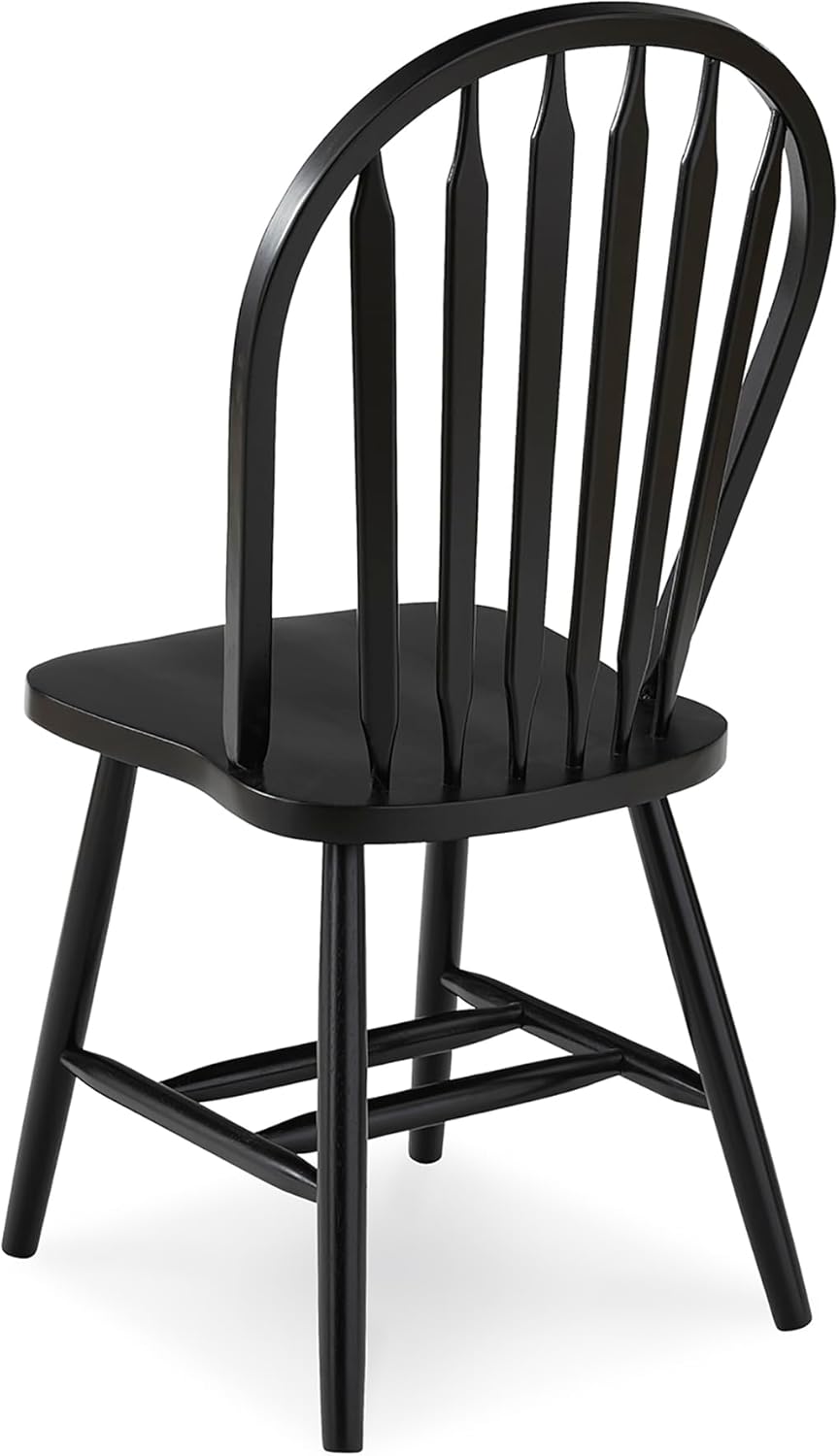 IC International Concepts Solid Wood Windsor ArrowBack Dining Chair with Plain Legs, Black