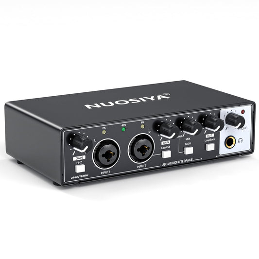 NUOSIYA USB Audio Interface for PC Computer Recording Music, Guitar Audio Interface for Mac 24 Bit/192kHz Podcasting Streaming f