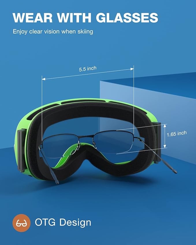 ZIONOR X Ski Goggles - OTG Snowboard Goggles Detachable Lens for Men Women Adult