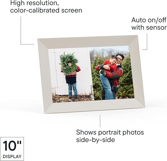 Aura Stone Digital Picture Frame - 10.1" HD Mat Display | Wirecutter's Best Digital Frame for Gifting - Send Photos Directly from Your Phone | Quick & Easy Setup Over WiFi - Free App | White