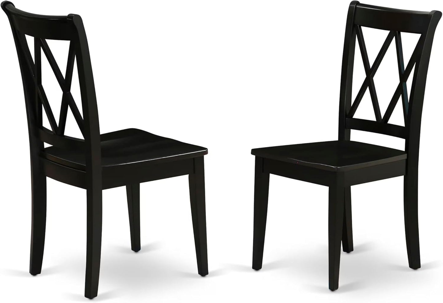 East West Furniture DLCL5-BLK-W 5 Piece Dining Table Set for 4 Includes a Round Kitchen Table with Dropleaf and 4 Dining Room Chairs, 42x42 Inch, Black
