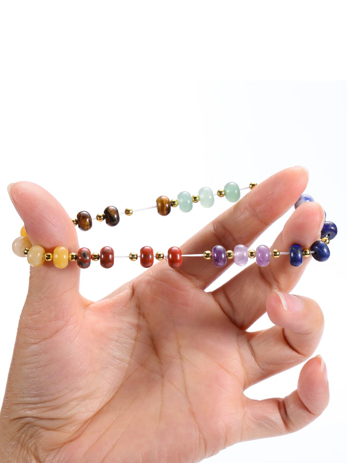 MANIFO 7 Chakra Crystals Bracelet Reiki Healing Crystal Gemstone Stretch Bracelets for Women Yoga Meditation