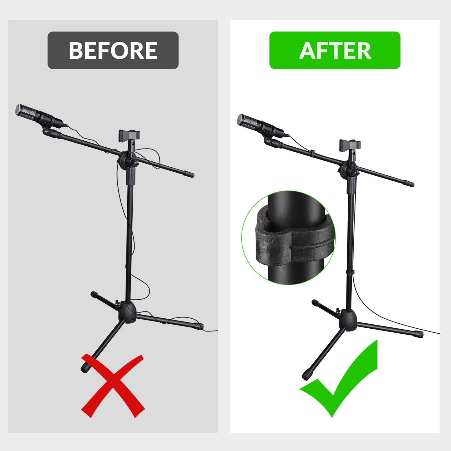 Aw 4 Packs Microphone Boom Arm Stand Dual Mic Clips Adjustable Tripod Phone Holder For Performance Singing Wedding Stage And Out
