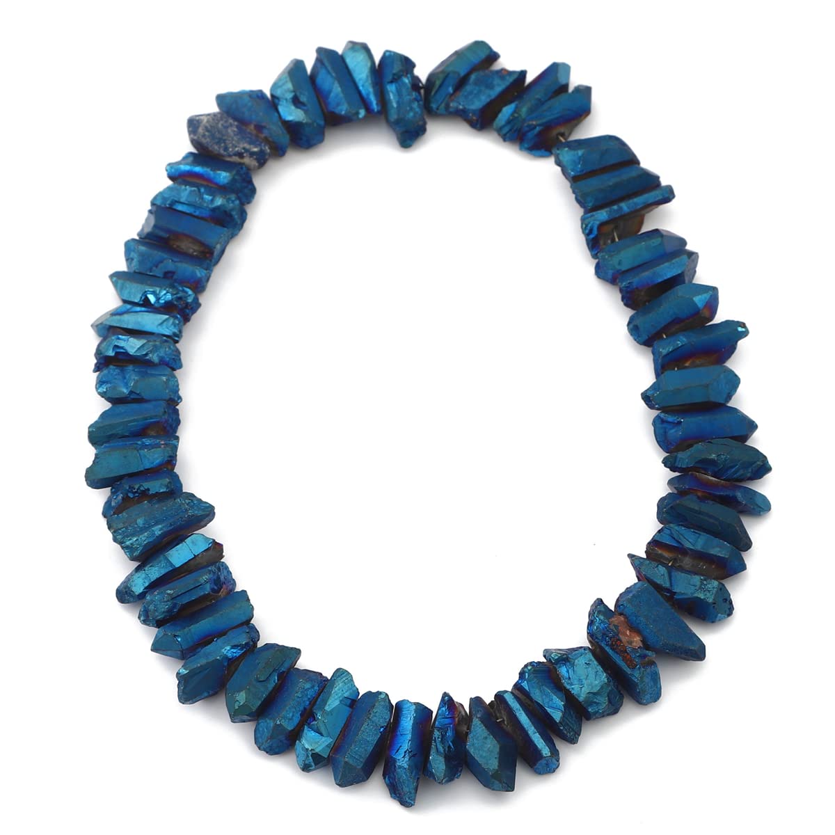 BEADIA Dark Blue Titanium Coated Crystal Quartz Spike Point Stick Beads Rough 1.0"-1.5" for Jewelry Making 15 Inch/Strand