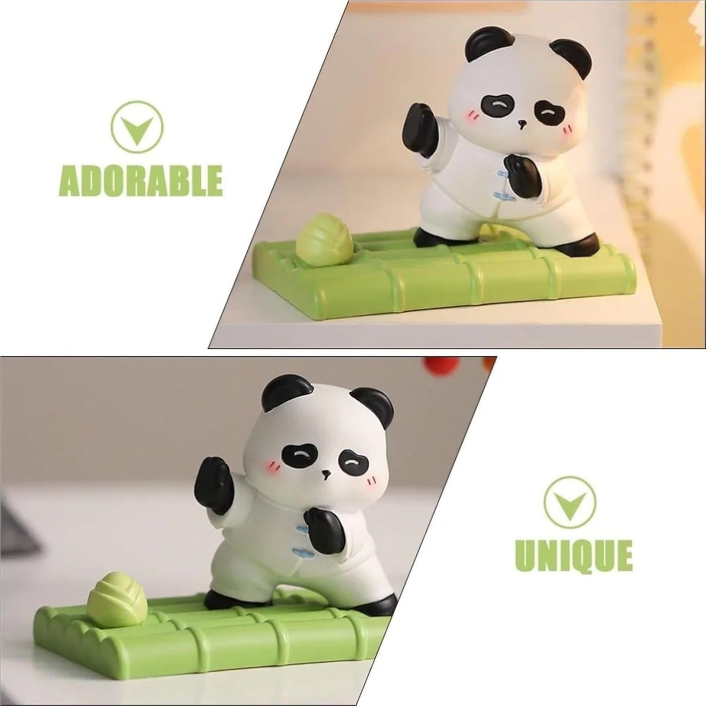 Panda Bear Phone Holder, Cute Resin Animal Phone Stand for Desk, Decorative Cartoon Cellphone Holder with Stable Base, Compact Mobile Stand for Home Office Table