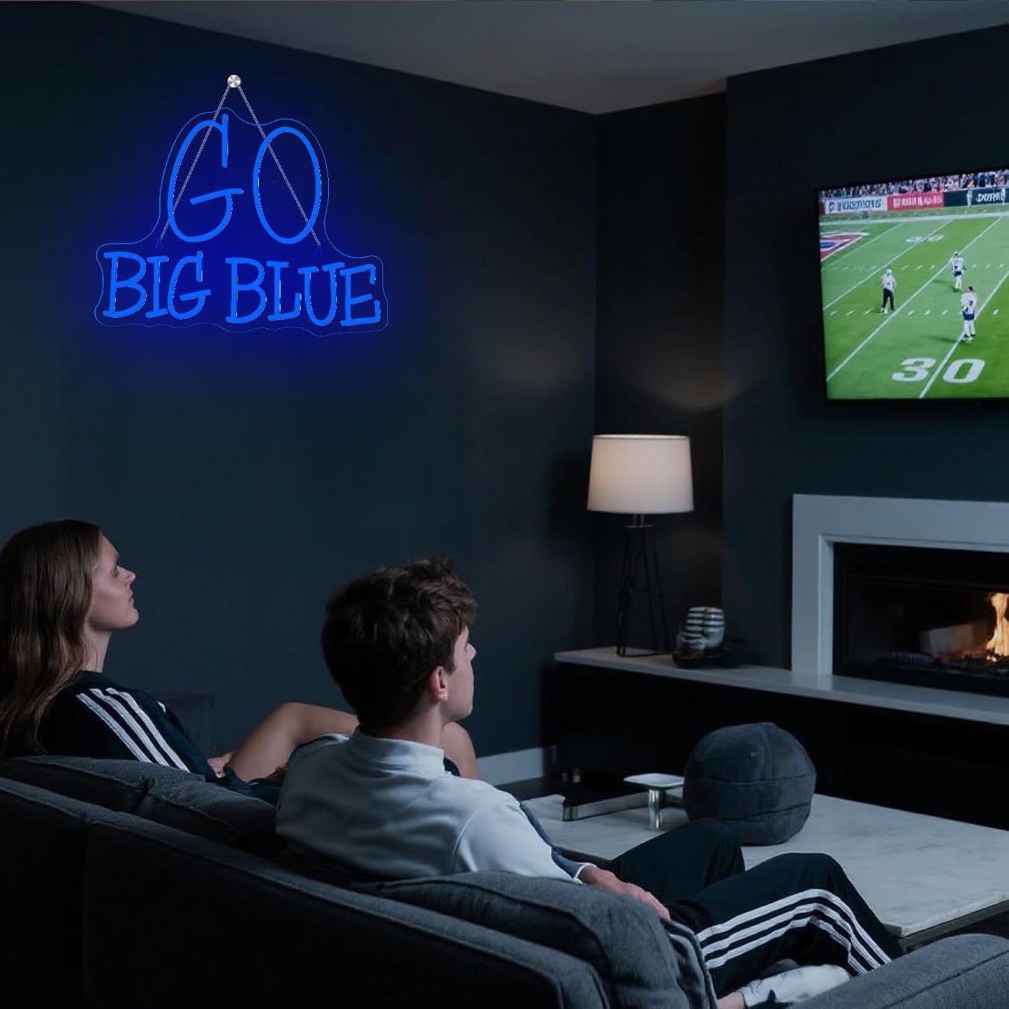 WLHOPE Go Big Blue Neon Sign Led Signs for Party Wall Decor, Neon Lights Transparent Acrylic Board Sign for Man Cave Bar Game Room Decoration