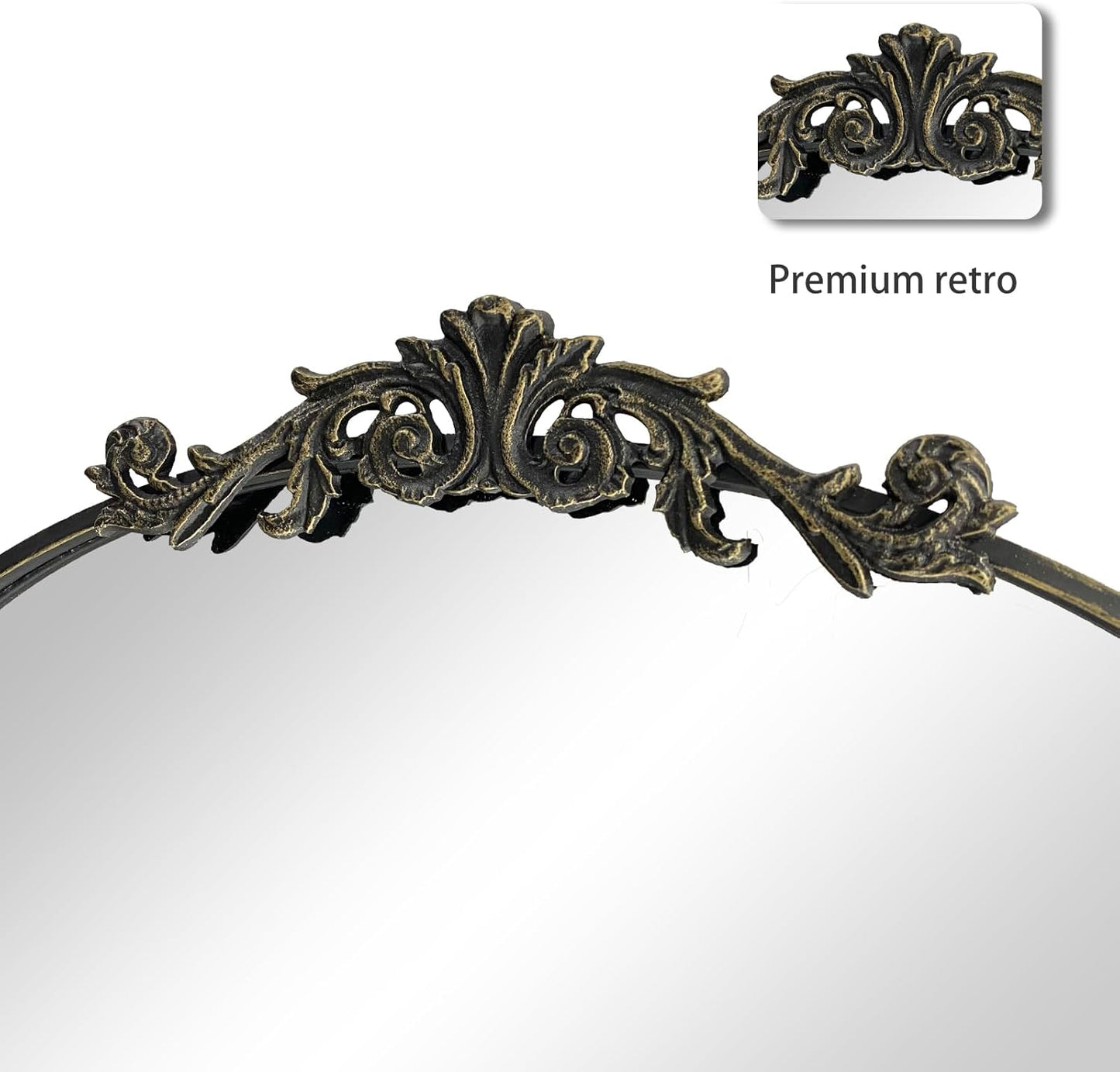 WAMIRRO Ornate Black Mirror,Vintage Arched Baroque Antique Mirorrs for Living Room Hallway Fireplace Bathroom Entryway 36"X30"