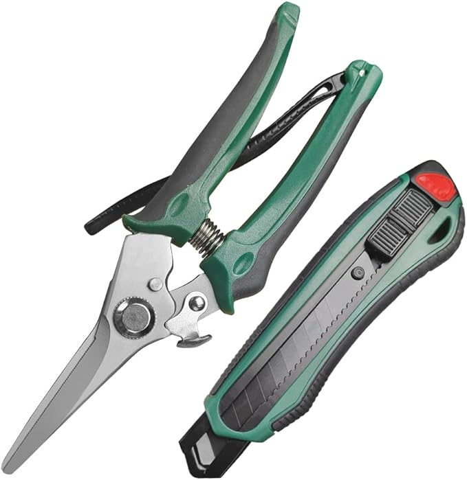 7.8'' Scissors All Purpose Heavy Duty, Stainless Steel Shears, Non-Slip Handle, Anti-Loss Rope, Industrial utility scissors for Cutting Cardboard, Fabric, Wires, Rope, Pruning(Straight Blades-B)