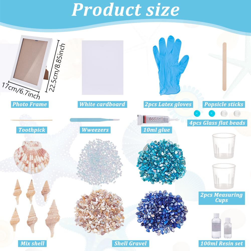 WEBEEDY DIY Seahorse Sea Glass Resin Kit DIY Sea Animals Glass Art Kit with Instruction for Adults Beginners Seahorse Art Summer Resin Decorations Frame Home Bookshelf Office Wall Decor(5.9x7.9)