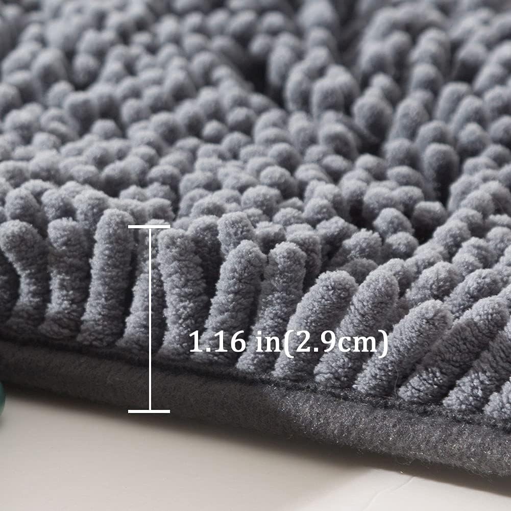 SONORO KATE Bathroom Rug,Non-Slip Bath Mat,Soft Cozy Shaggy Thick Bath Rugs for Bathroom,Plush Rugs for Bathtubs,Water Absorbent Rain Showers and Under The Sink (Dark Grey, 17"×24")