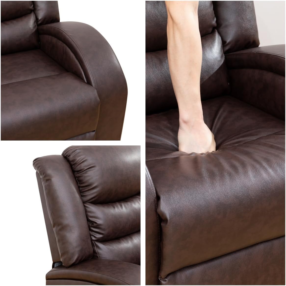 Leather Recliner Chair, Recliner Home Theater Seating, Electric Reclining Chair for Adult, Breathing Chair for Living Room, Brown