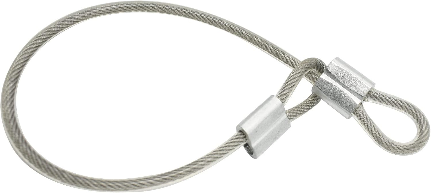 5 Pcs 5mm Wire 24 inch Vinyl Coated Stainless Steel Cable with Loops Short Wire Rope Lanyard Lock Security Chain Link for Outdoor Gates, Clear(5mm x 24inch)