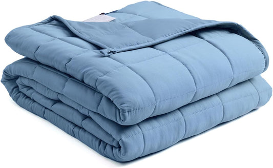 BB BLINBLIN Cooling Weighted Blanket Heavy Blanket for Cool & Restful Sleep, Premium Soft Material and Glass Beads (Blue, 80''x87'' 15lbs), Two Persons(70~140lb) Sharing Use on Queen/King Bed