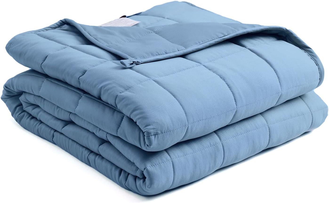 BB BLINBLIN Cooling Weighted Blanket Heavy Blanket for Cool & Restful Sleep, Premium Soft Material and Glass Beads (Blue, 48''x72'' 20lbs), Suit for One Person(~190lb) Use on Twin/Full Bed