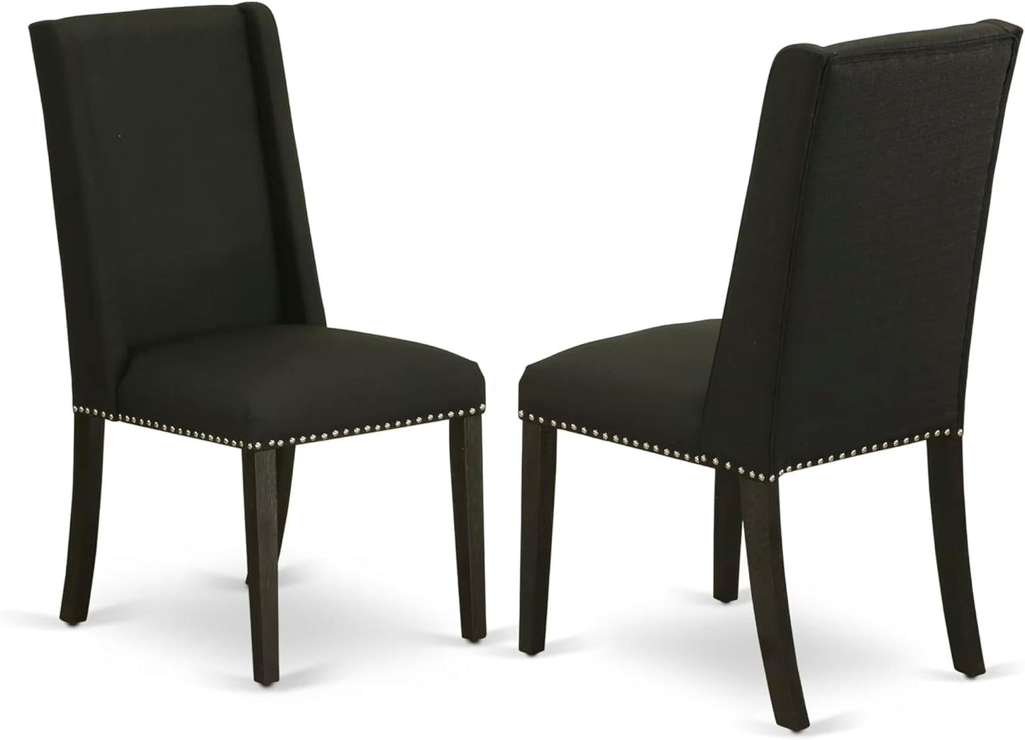 East West Furniture X627FL624-9 9 Piece Dining Room Furniture Set Includes a Rectangle Dining Table with X-Legs and 8 Black Linen Fabric Upholstered Parson Chairs, 40x72 Inch, Multi-Color
