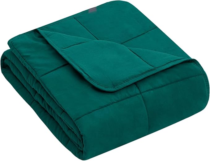 yescool Weighted Blanket (5 lbs, 36" x 48", Dark Green) Cooling Heavy Blanket for Sleeping Perfect for 40-60 lbs, Breathable Blanket with Premium Glass Bead, Machine Washable