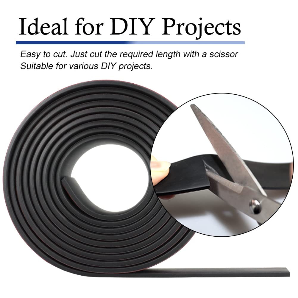 Neoprene Rubber Strips Self Adhesive Solid Rubber Sheets, Rolls & Strips for DIY Gaskets Crafts Pads Seals Warehouse Flooring Neoprene Sheet with Adhesive Backing (1" Wide x 1/16" Thick x 10' Long)