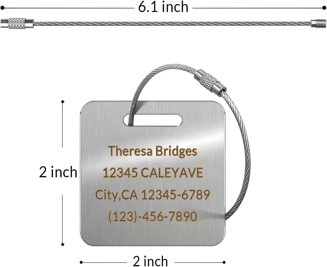 5 Pack Custom Engraved Luggage Tags, 2 x 2 inches Waterproof Personalized Luggage Tags, Aluminum Personalized Bag Tags for Suitcases/Backpack/Luggage Accessories [Blue]