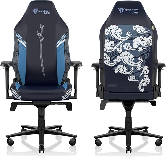 Secretlab Titan Evo Yasuo Gaming Chair - Reclining - Ergonomic & Comfortable Computer Chair with 4D Armrests - Magnetic Head Pillow & 4-Way Lumbar Support - Blue - Leatherette