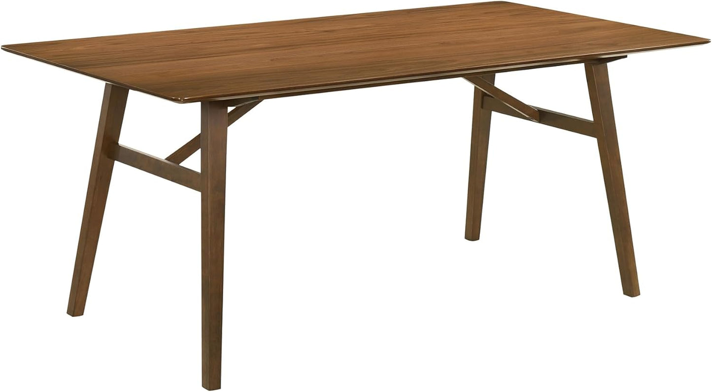 Armen Living Channell Mid Century Modern 5 Piece Walnut Wood Dining Table Set with Charcoal Fabric