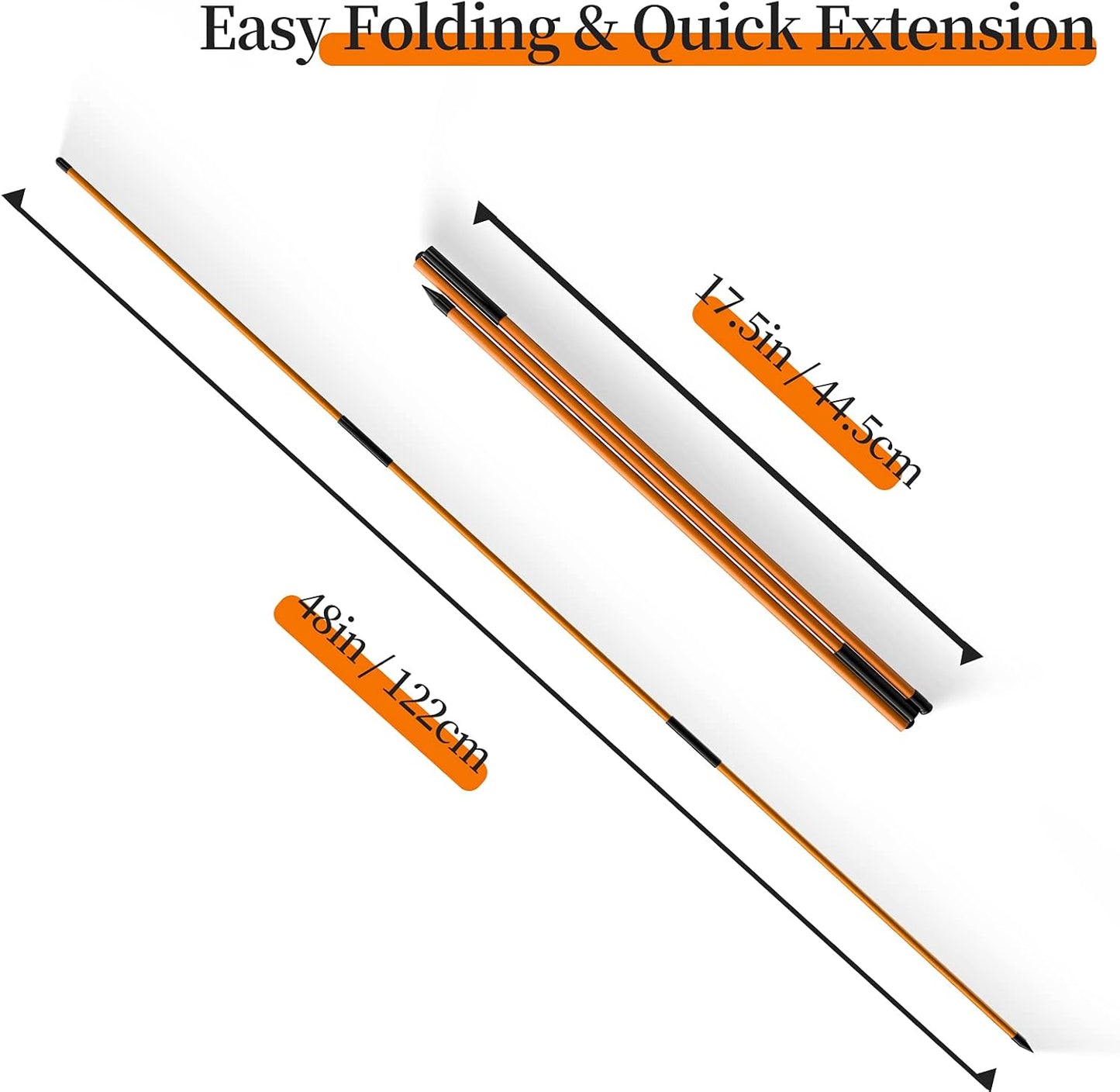 MoKo Golf Alignment Stick, 2 Set Golf Alignment Rods, 48" Collapsible Alignment Stick Golf Training Aid for Aiming, Putting, Posture Corrector, Golf Practice Sticks with Clear Tube Case