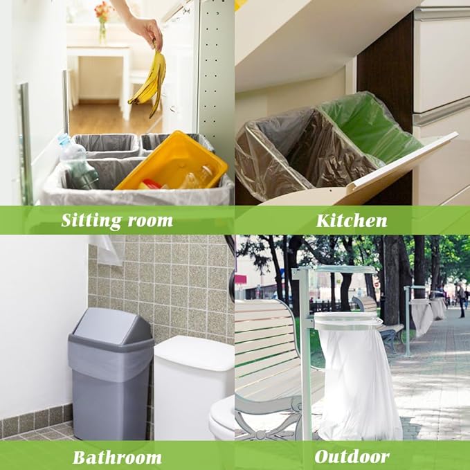 13 Gallon 80 Counts Strong Trash Bags Garbage Bags by Teivio, Bin Liners, Plastic Bags for home office kitchen, Clear