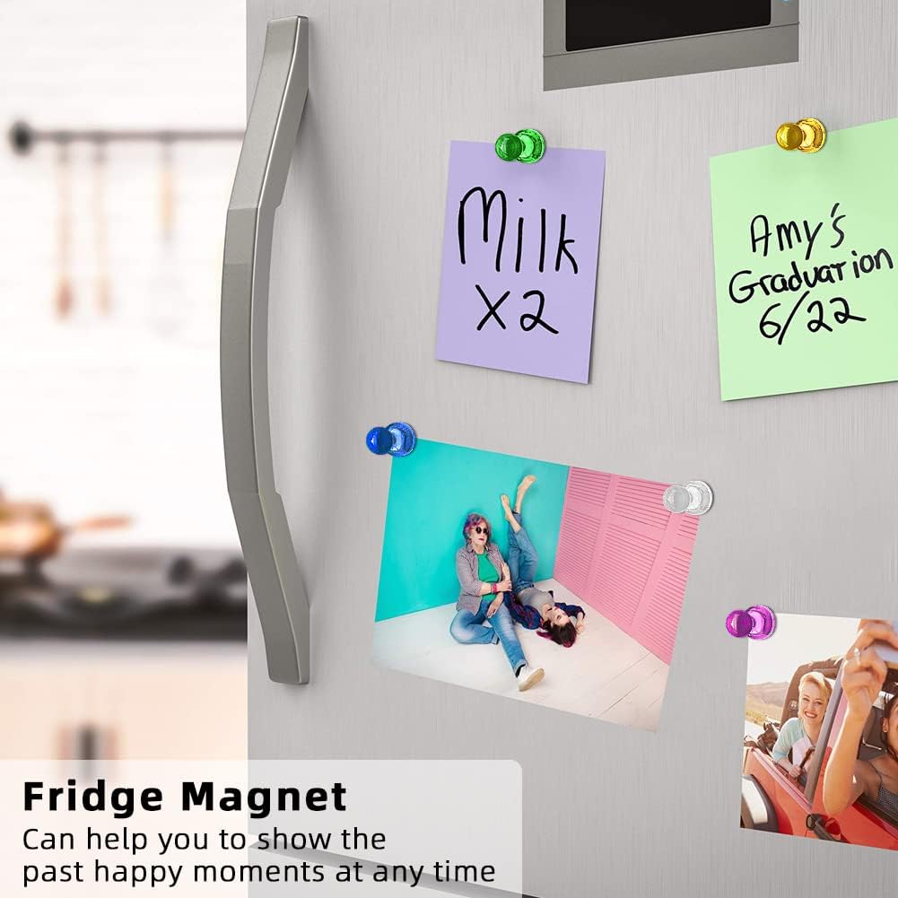 Qualsen Fridge Magnets 60Pack, Strong Refrigerator Magnets for Whiteboard, Magnetic Push pins for Locker, Dry Erase Board, Kitchen, Classroom, Office, Adults (5 Colors)