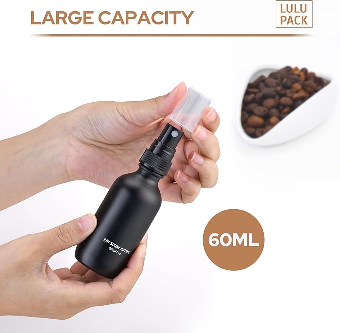 Coffee Dosing Cup with 60ml Spray Bottle - Espresso Bean Mister for Water Spritzer - Measuring Scale Cups for Dose Tray - Coffee Accessories Kit for Sprayer Atomizer Glass Black