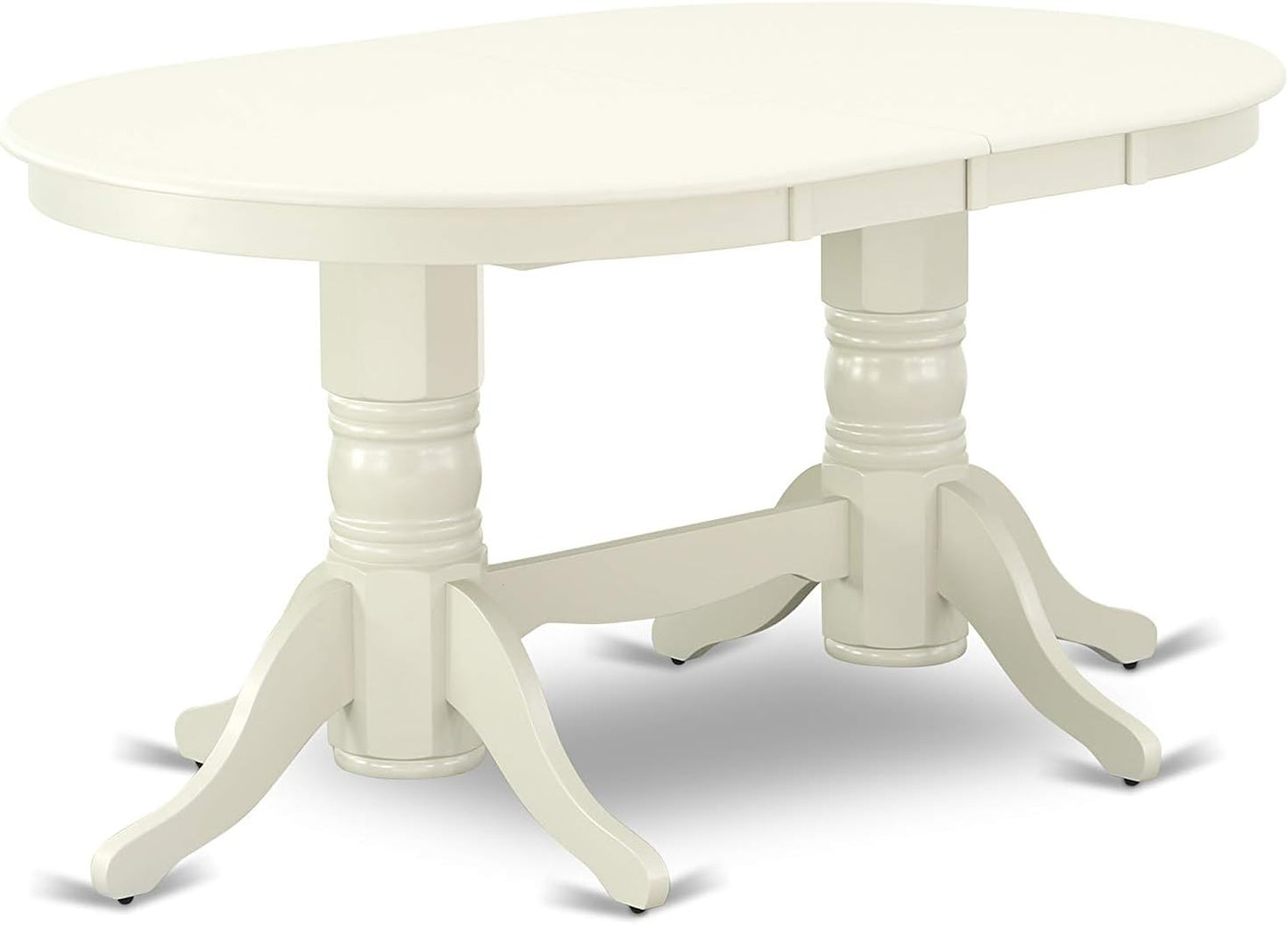 East West Furniture VAAD9-LWH-LC 9 Piece Kitchen Table & Chairs Set Includes an Oval Dining Room Table with Butterfly Leaf and 8 Faux Leather Upholstered Chairs, 40x76 Inch, Linen White