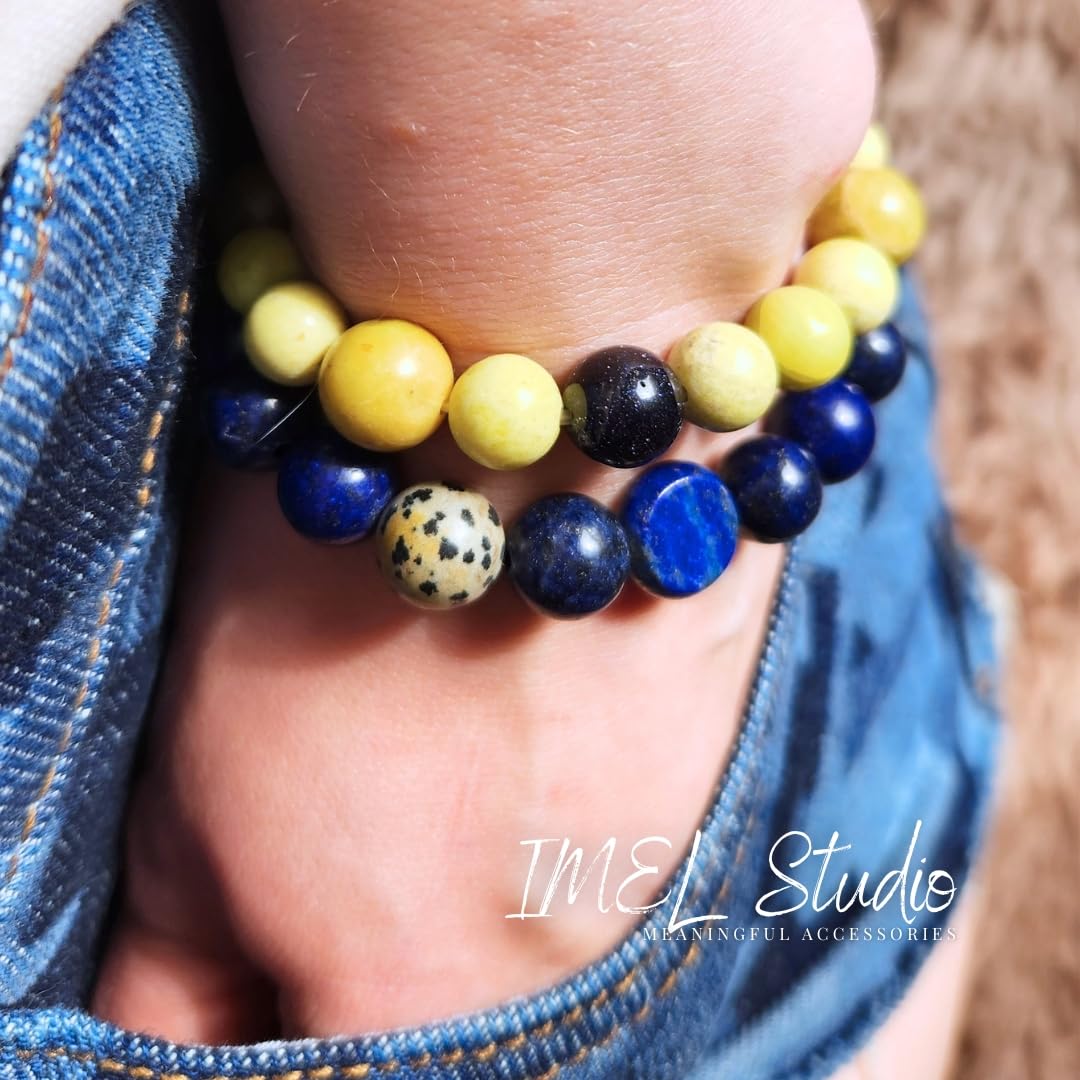 Handmade Jewelry: Crystal Bracelets for Women with Natural Gemstones - Boho Gifts by IMEL Studio (Dalmatian Protection Talisman for grounding and well-being)